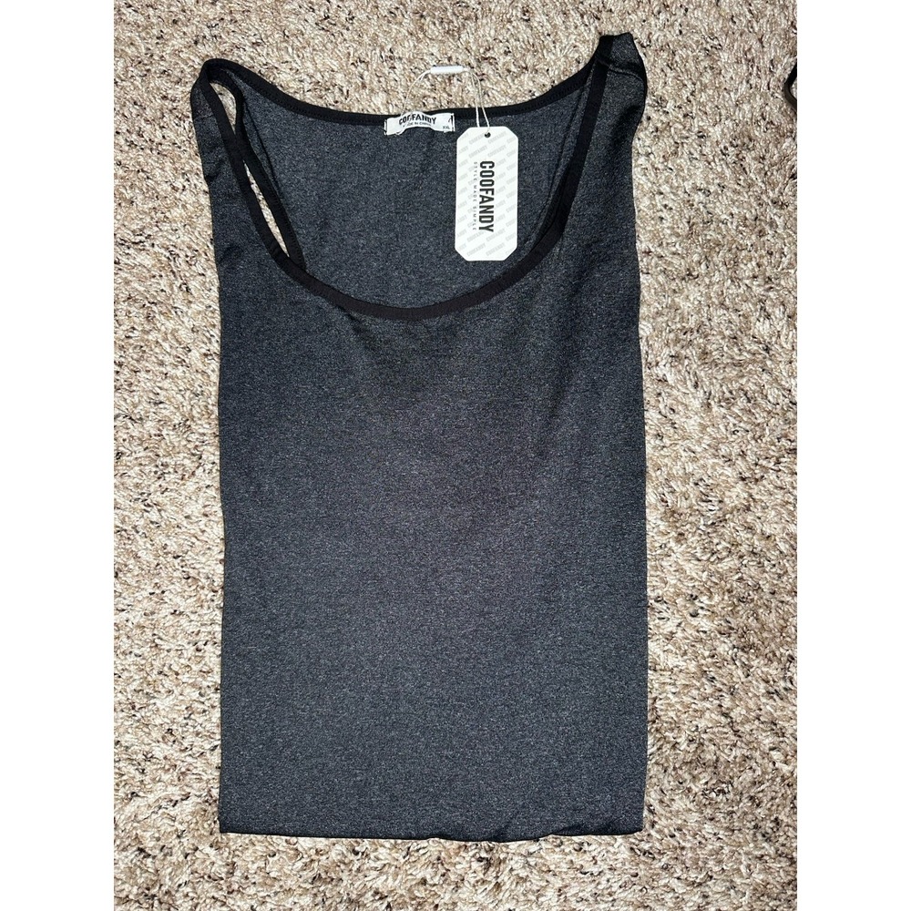 COOFANDY Men's Sleeveless XXL Tank Top Dark Gray Athletic Gym Shirt‎ NWT